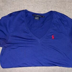 Polo by Ralph Lauren Womens Royal Blue V-Neck Tee